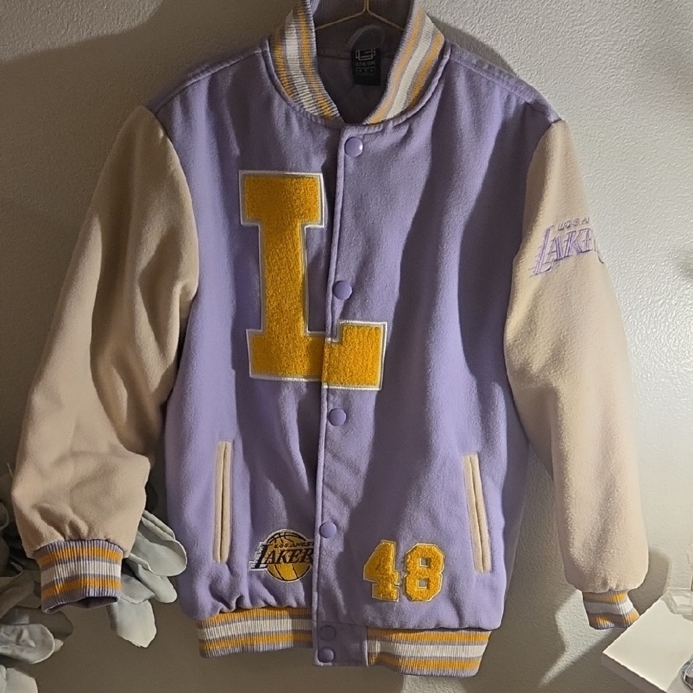 Lakers Varsity Jacket - Purple and Cream